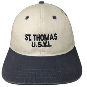 Del Sol Baseball Cap St Thomas USVI Beige Blue One Size Slideback Travel Hat